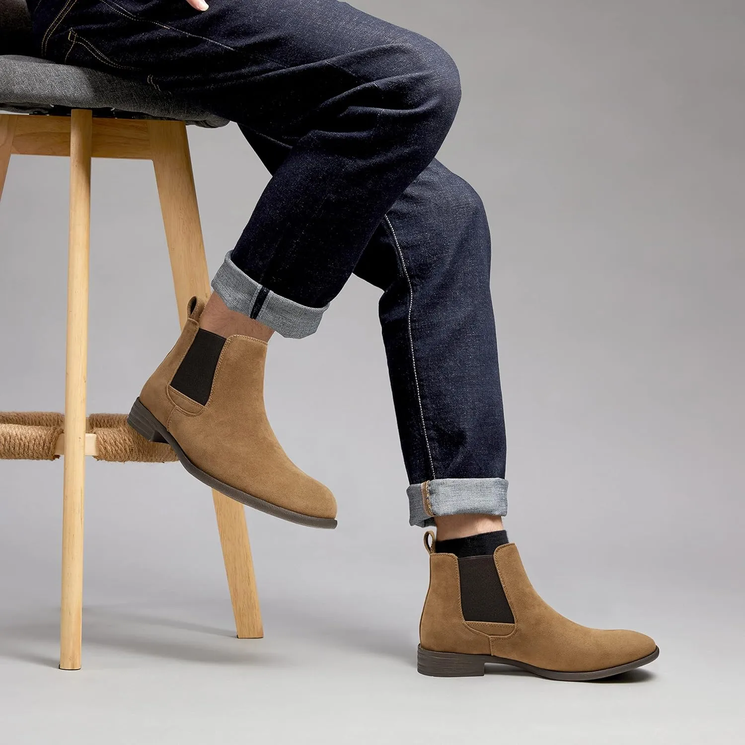 Jousen Men's Chelsea Boots Lightweight Casual Chukka Ankle Boots Classic Elastic Dress Boots For Men
