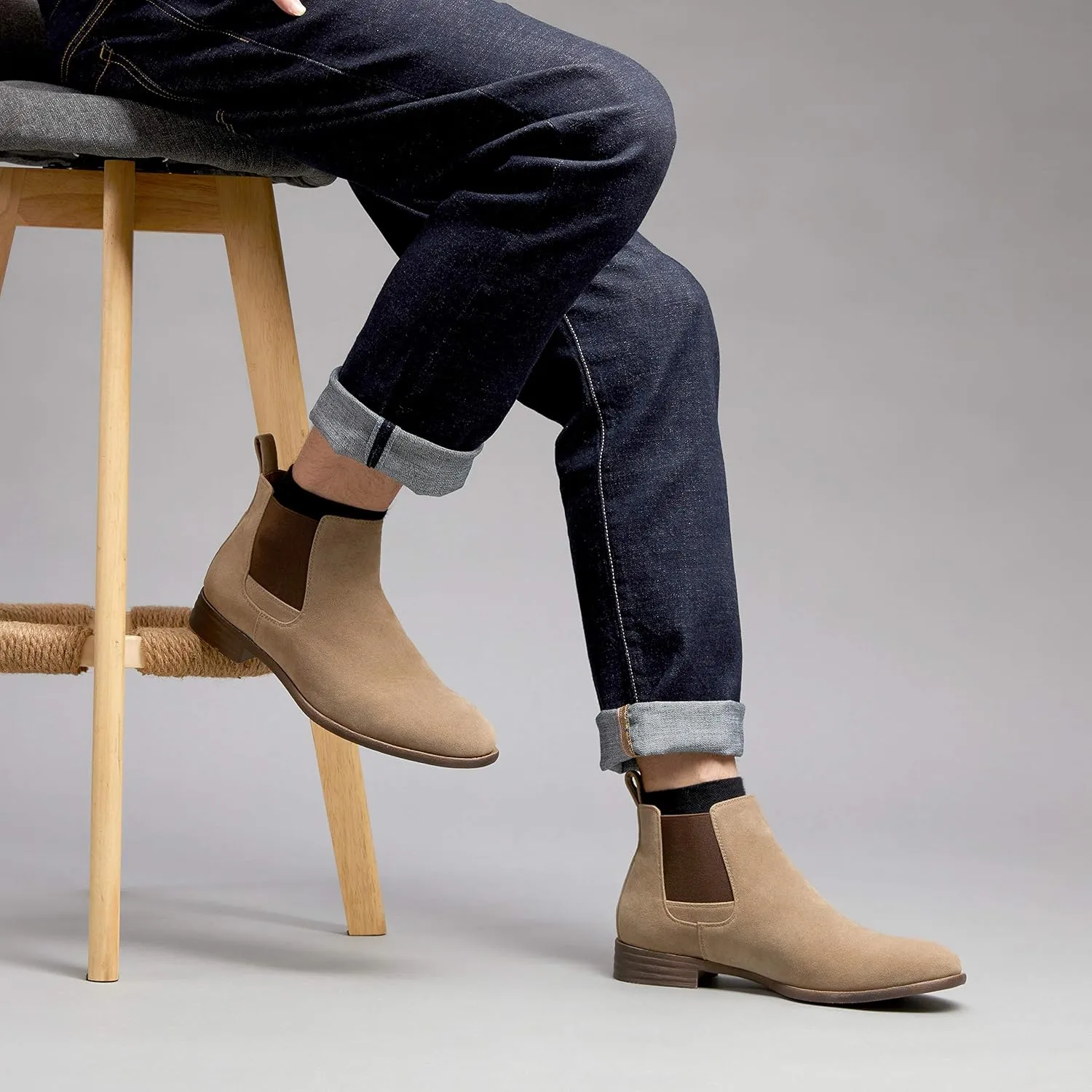 Jousen Men's Chelsea Boots Lightweight Casual Chukka Ankle Boots Classic Elastic Dress Boots For Men