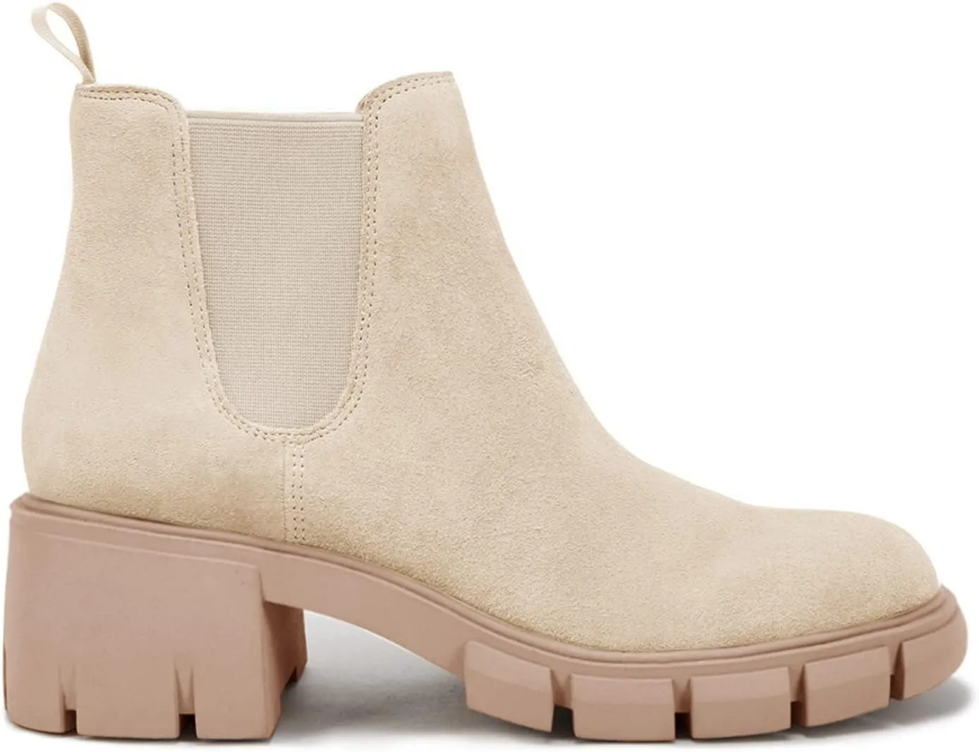 Juliet Holy Womens Lug Sole Platform Ankle Booties Chelsea Slip on Chunky Block Heel Leather Combat Boots