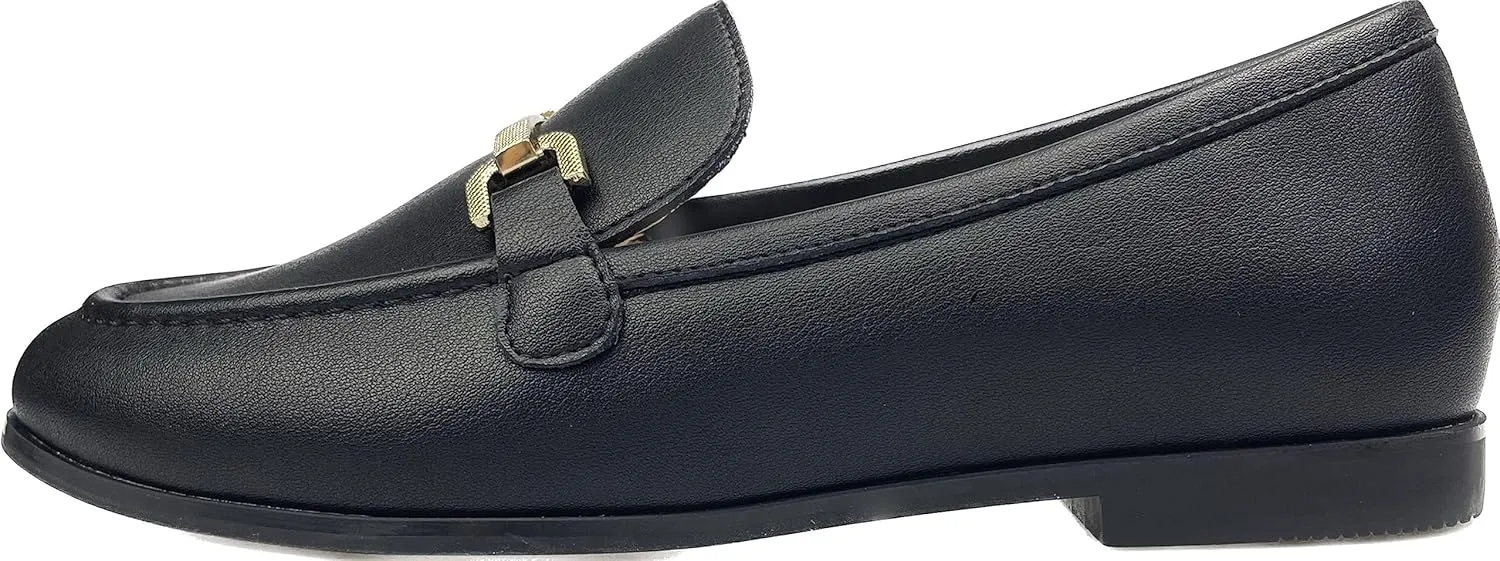 Justar Women's Genuine Leather Buckle Loafers Dress Shoes Casual Flats Low Heel Slip on Driving Penny Loafer for Women