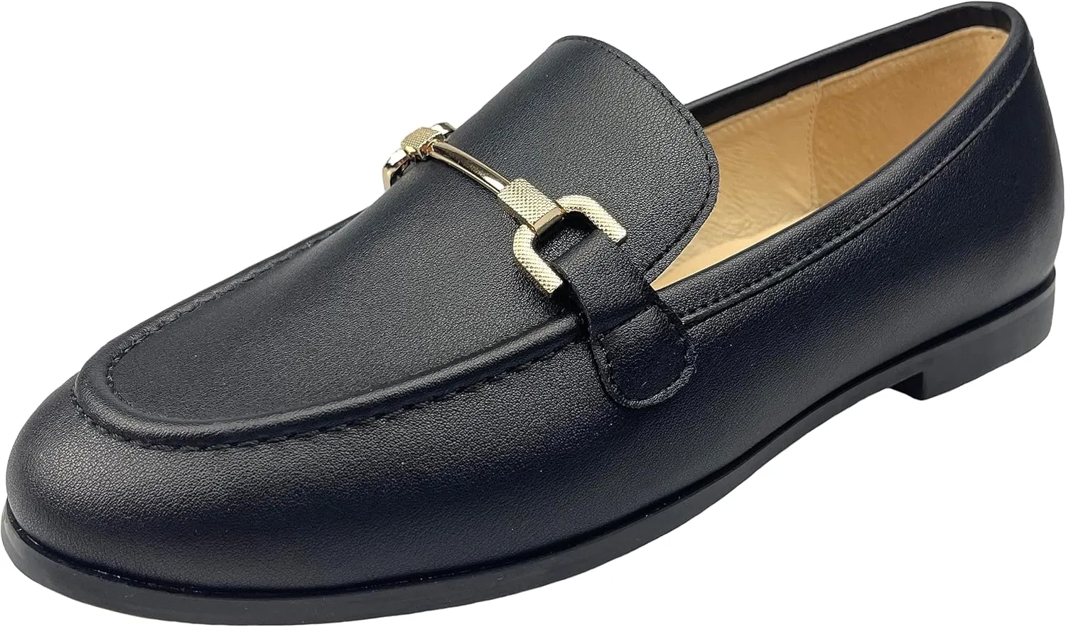Justar Women's Genuine Leather Buckle Loafers Dress Shoes Casual Flats Low Heel Slip on Driving Penny Loafer for Women