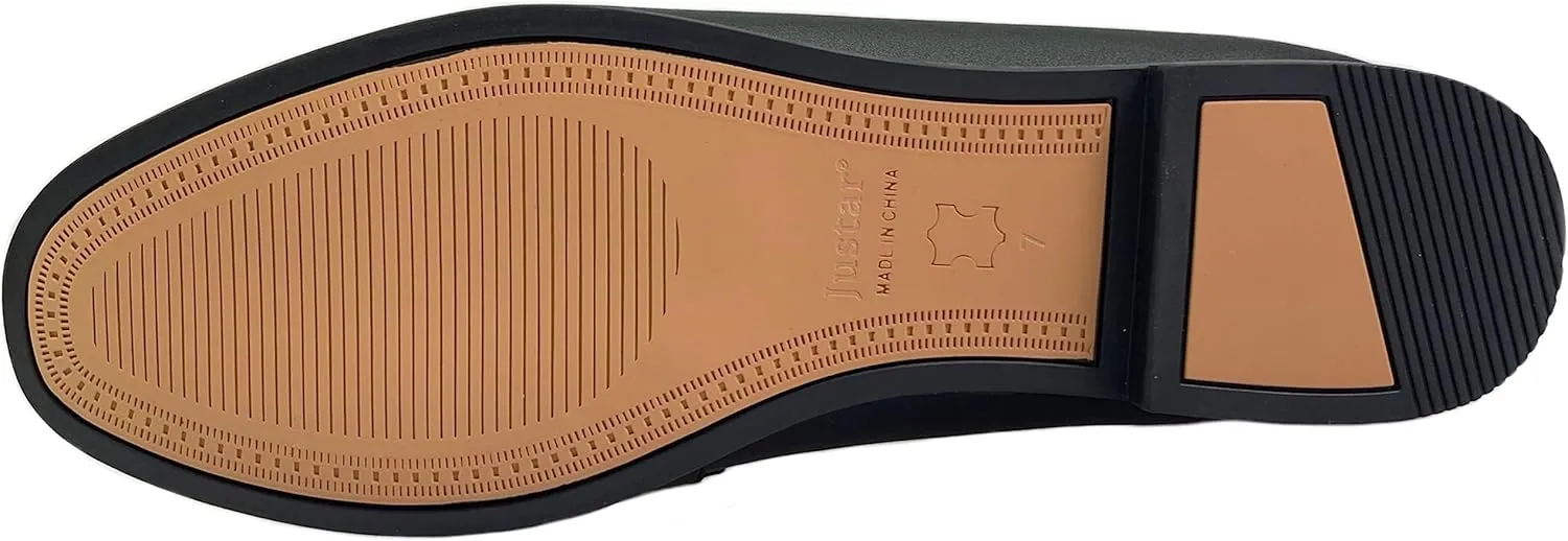 Justar Women's Genuine Leather Buckle Loafers Dress Shoes Casual Flats Low Heel Slip on Driving Penny Loafer for Women