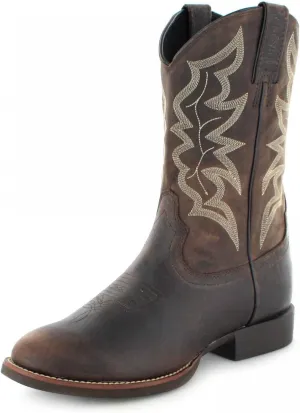 Justin Mens Stampede Round Toe Brown Boots 9.5D