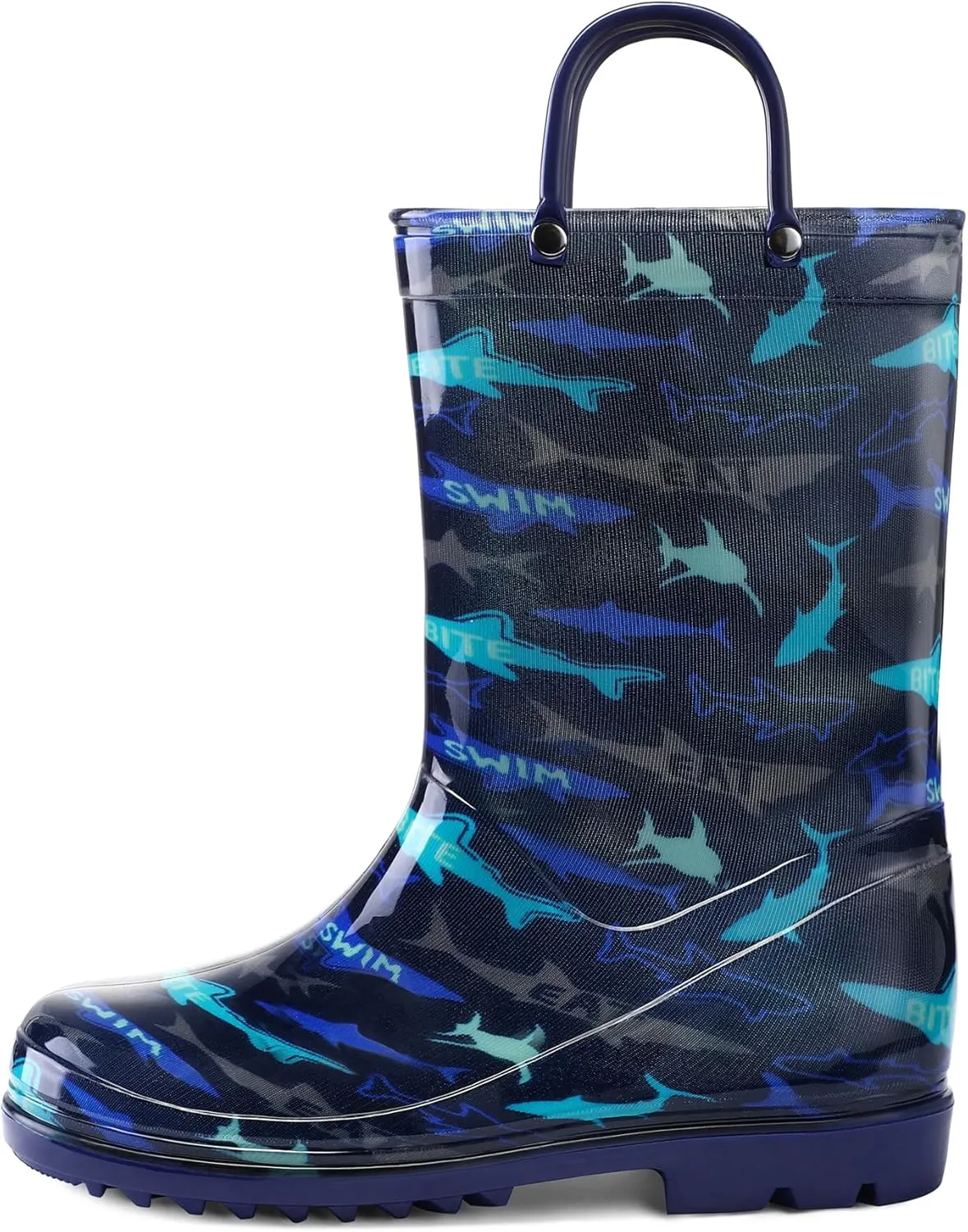 K KomForme Girls Boys Rain Boots Waterproof with Easy on Handles for Toddler/Little Kid/Big Kid