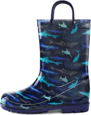K KomForme Girls Boys Rain Boots Waterproof with Easy on Handles for Toddler/Little Kid/Big Kid