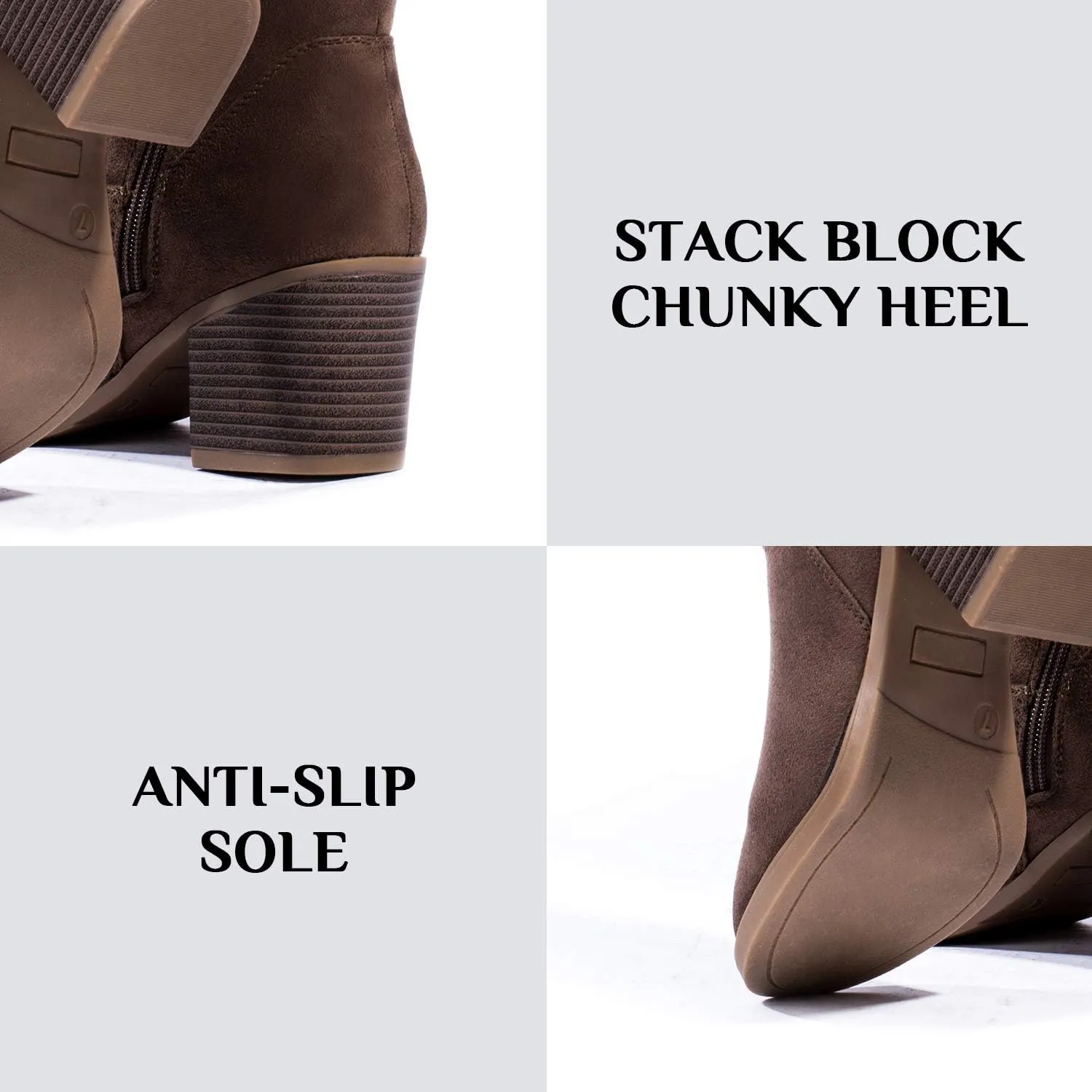 Katliu Women's Knee High Suede Chunky Heel Dressy Over the Knee Side Zipper Winter Long Boots