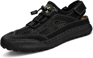 KCTRFSJ Men's Mesh Cutout Fast Drying Sport Sandals,Adjustable Summer Outdoor Closed Toe Water Athletic Sandals,Breathable Casual Sneakers Walking Hiking Sandal