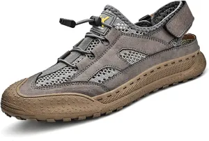 KCTRFSJ Men's Mesh Cutout Fast Drying Sport Sandals,Adjustable Summer Outdoor Closed Toe Water Athletic Sandals,Breathable Casual Sneakers Walking Hiking Sandal