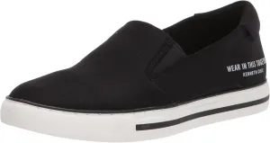 Kenneth Cole Women's Women's Kam Stripe Neoprene Slip-On Sneaker, Black, 5