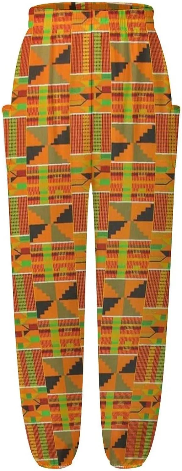 Kente Pattern Yoga Bloomers Womens Hippie Harem Pants Lantern Pants Elastic Gym Home Wear Casual Loose Sweatpants