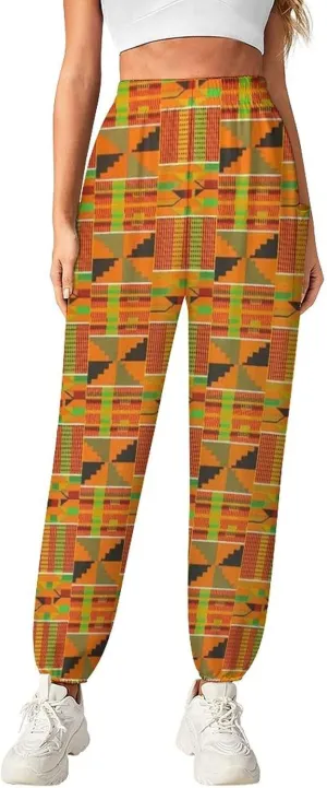 Kente Pattern Yoga Bloomers Womens Hippie Harem Pants Lantern Pants Elastic Gym Home Wear Casual Loose Sweatpants