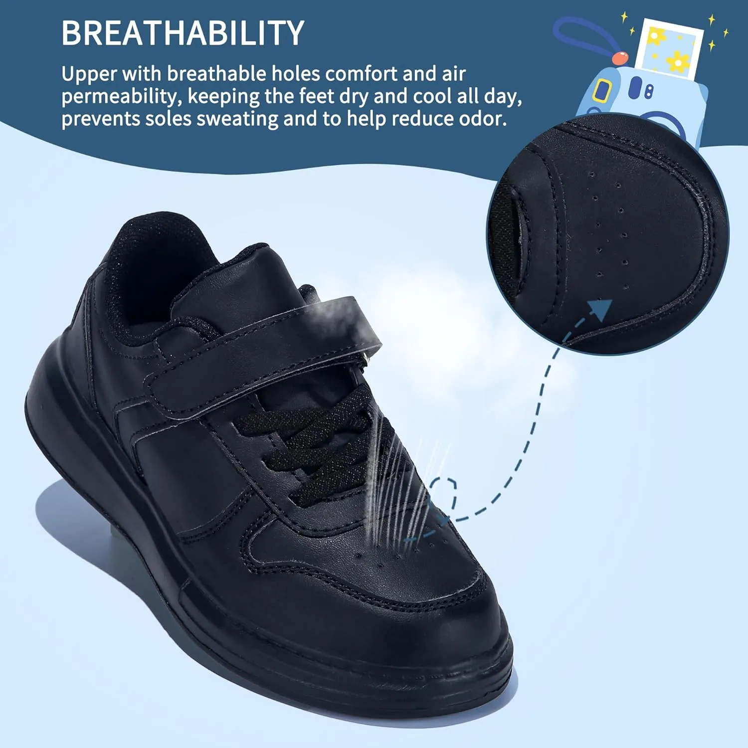 Kids Boys Girls Sneakers Hook & Loop Tennis Breathable Lightweight Toddler Shoes for Casual Sport Outdoor Walking (Size 9-3)