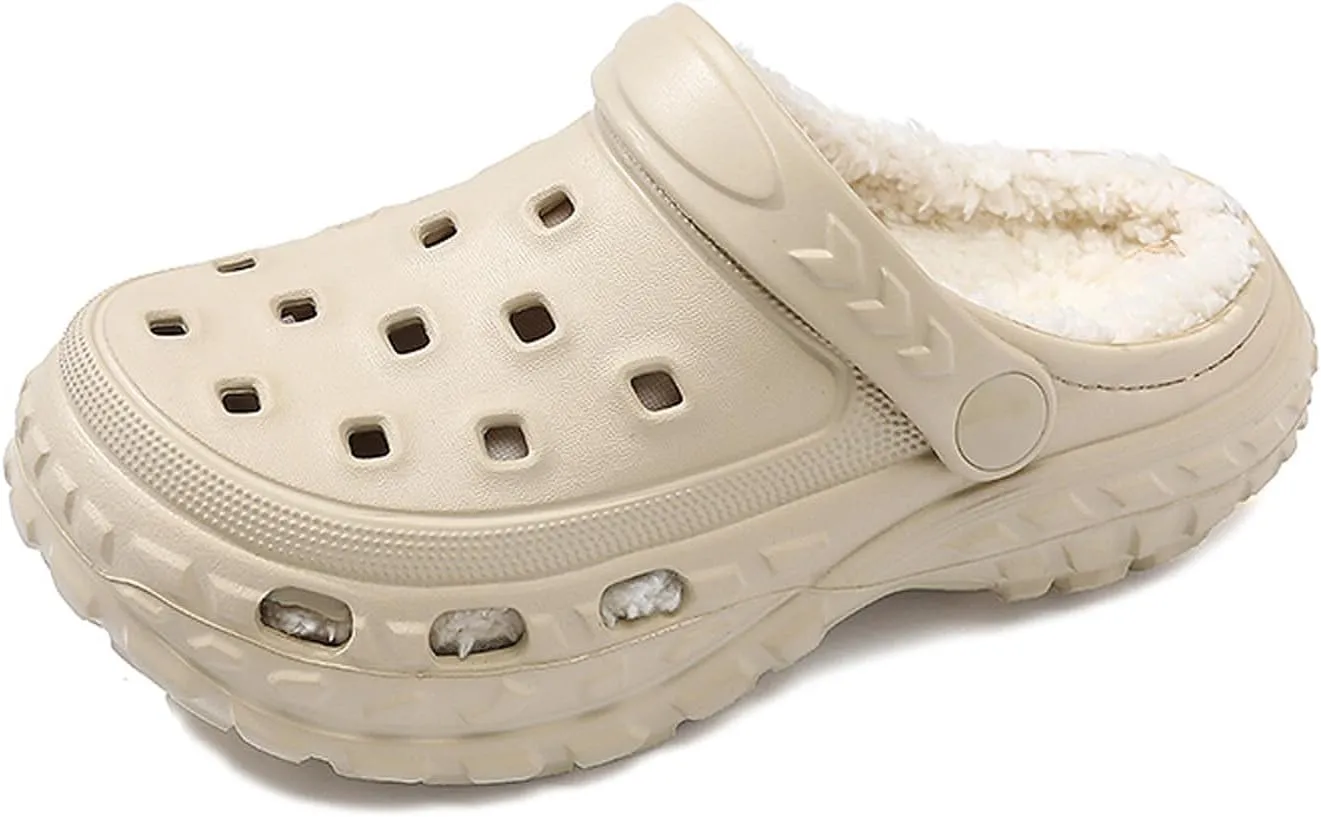 Kids Fur Lined Clogs Garden Shoes for Boys Girls Fashions Winter Warm Plush Home Slippers Slip On Indoor Outdoor Fleece Lined Mules