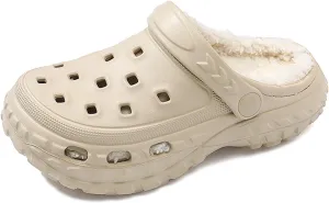 Kids Fur Lined Clogs Garden Shoes for Boys Girls Fashions Winter Warm Plush Home Slippers Slip On Indoor Outdoor Fleece Lined Mules