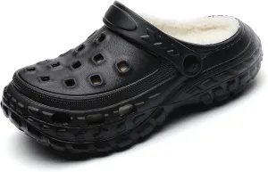 Kids Fur Lined Clogs Garden Shoes for Boys Girls Fashions Winter Warm Plush Home Slippers Slip On Indoor Outdoor Fleece Lined Mules
