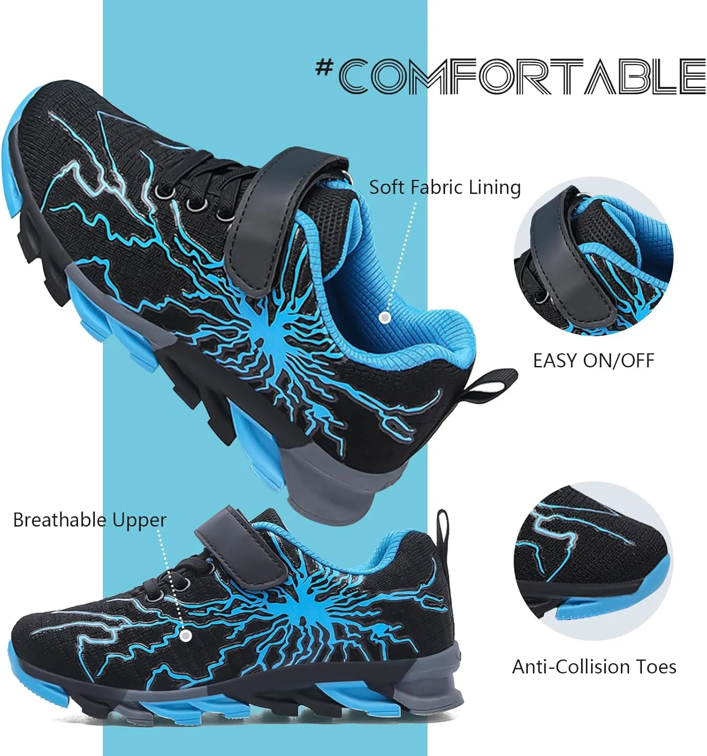 Kids Sneakers for Boys Girls Cool Pattern Athletic Running Tennis Shoes for Little Kid Big Kid