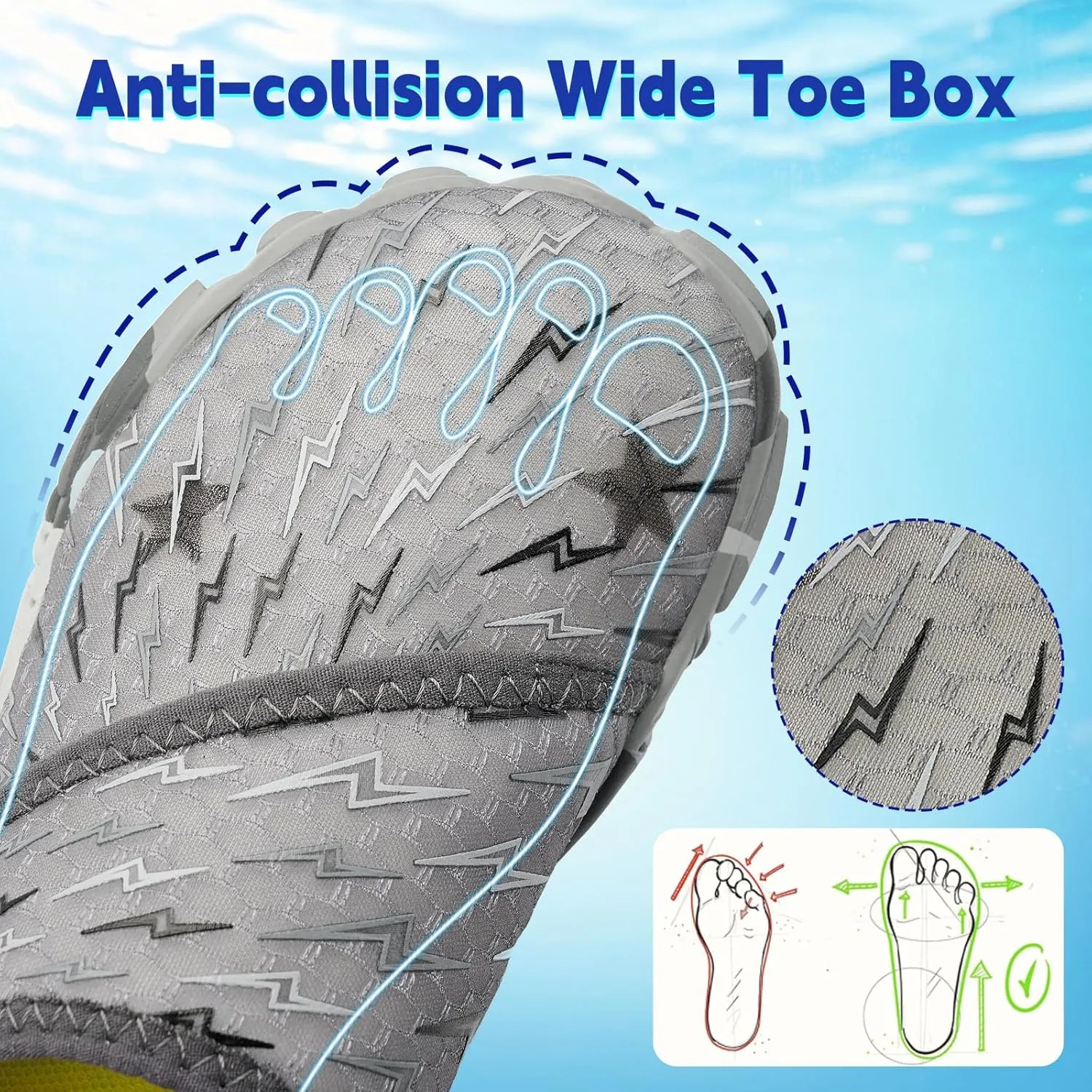 Kids Water Shoes Boys Girls - Wide Toe Box Quick Dry Barefoot Shoes Breathable Non Slip Aqua Athletic Sneakers for Swim Beach Pool Kayak Hiking Sand Walking Travel Essentials (Little Kid/Big Kid)