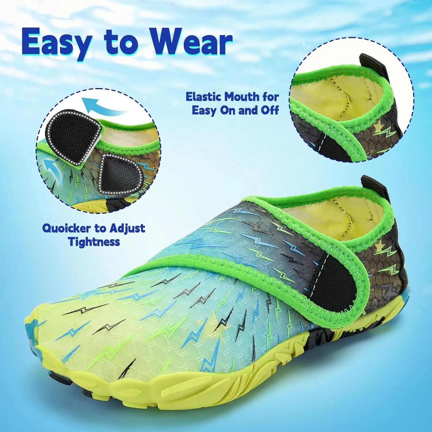 Kids Water Shoes Boys Girls - Wide Toe Box Quick Dry Barefoot Shoes Breathable Non Slip Aqua Athletic Sneakers for Swim Beach Pool Kayak Hiking Sand Walking Travel Essentials (Little Kid/Big Kid)