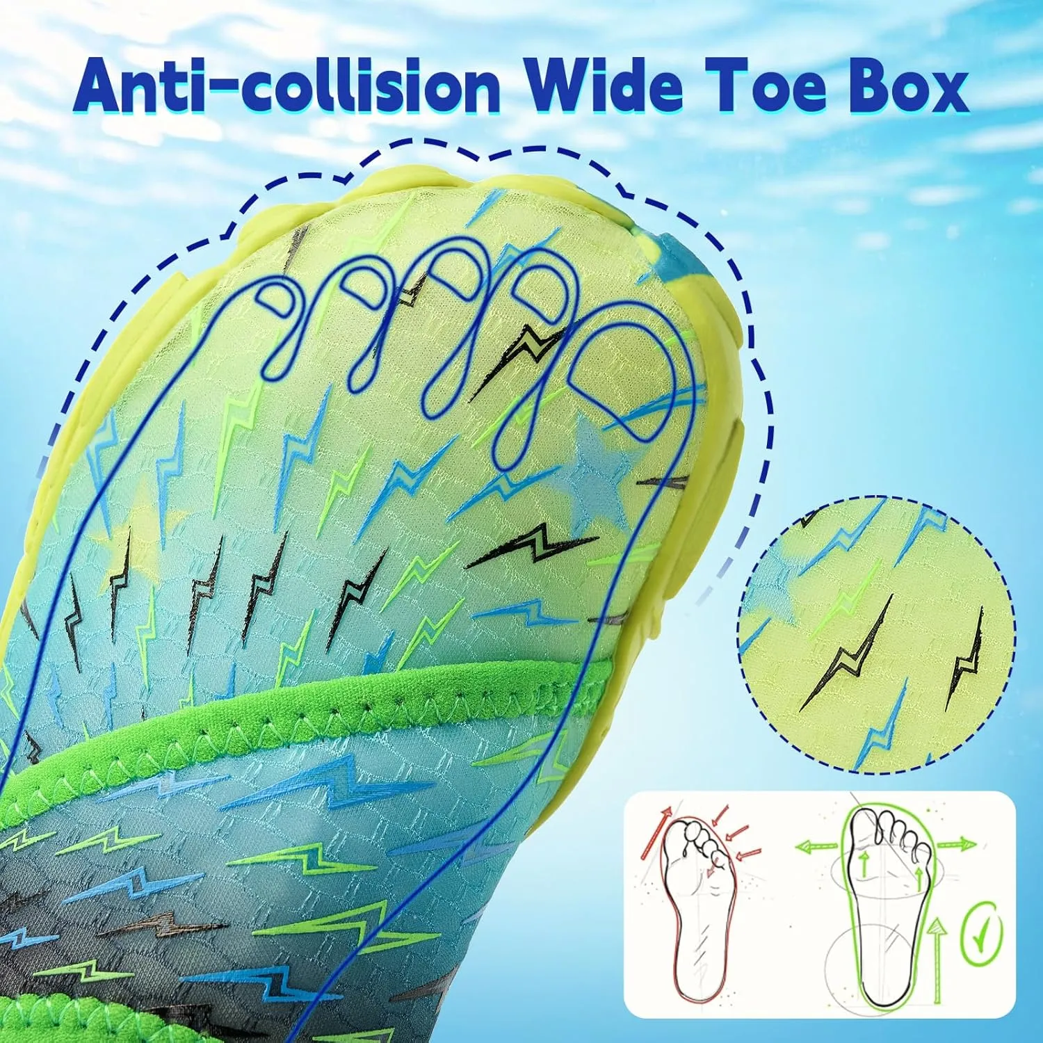 Kids Water Shoes Boys Girls - Wide Toe Box Quick Dry Barefoot Shoes Breathable Non Slip Aqua Athletic Sneakers for Swim Beach Pool Kayak Hiking Sand Walking Travel Essentials (Little Kid/Big Kid)