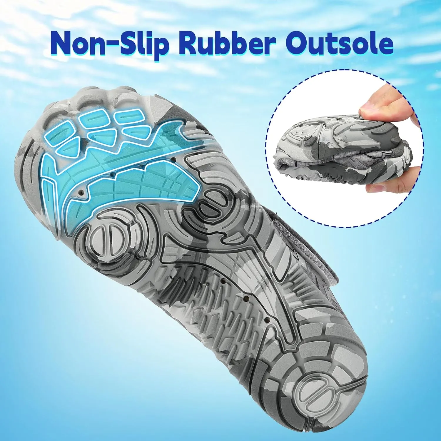 Kids Water Shoes Boys Girls - Wide Toe Box Quick Dry Barefoot Shoes Breathable Non Slip Aqua Athletic Sneakers for Swim Beach Pool Kayak Hiking Sand Walking Travel Essentials (Little Kid/Big Kid)