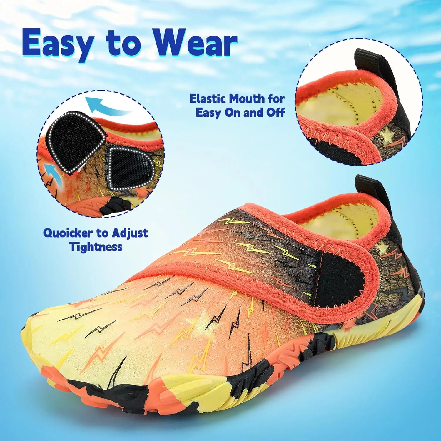 Kids Water Shoes Boys Girls - Wide Toe Box Quick Dry Barefoot Shoes Breathable Non Slip Aqua Athletic Sneakers for Swim Beach Pool Kayak Hiking Sand Walking Travel Essentials (Little Kid/Big Kid)