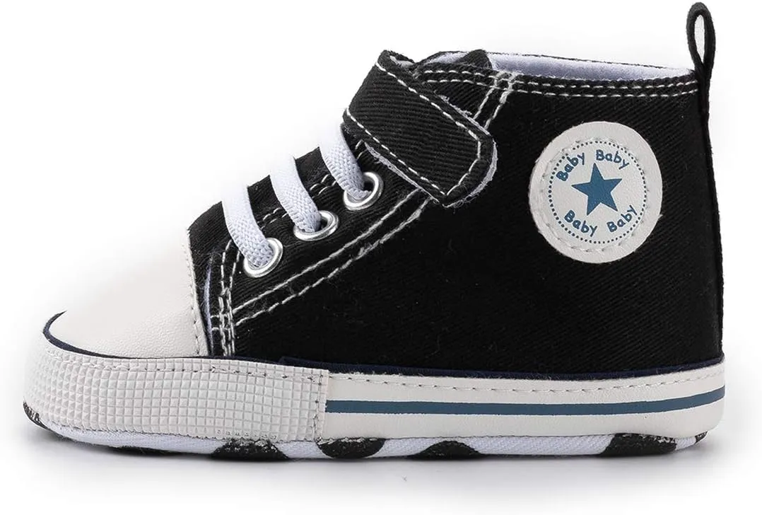 KIDSUN Unisex Baby Boy Girl Canvas Sneaker Soft Sole Infant Lace up Newborn Ankle Toddler First Walkers Crib Shoes
