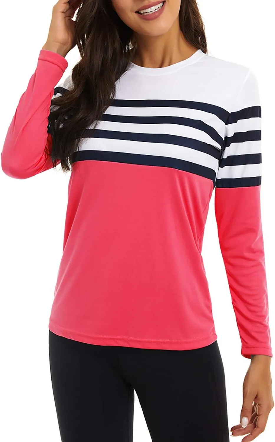 KINGFEN Women's UPF 50  Sun Protection Quick Dry Shirts Hiking Long Sleeve Tops