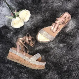 Kira crystal espadrilles - rose gold
