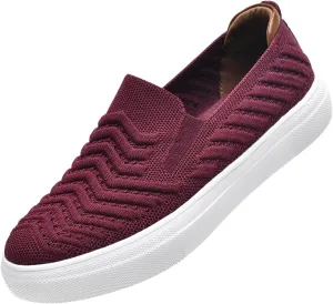konhill Loafers for Women Slip on Walking Shoes Knit Breathable Tennis Work Comfortable Casual Fashion Sneakers