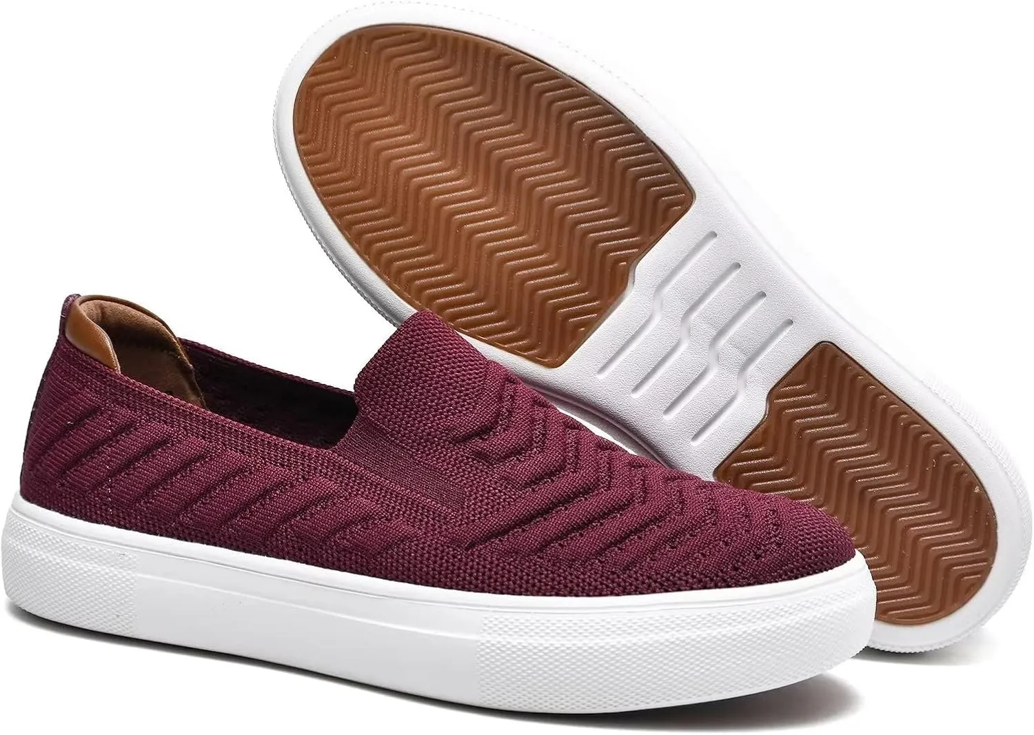 konhill Loafers for Women Slip on Walking Shoes Knit Breathable Tennis Work Comfortable Casual Fashion Sneakers