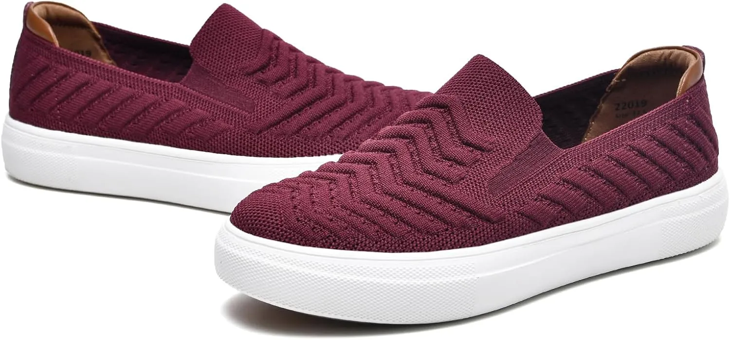 konhill Loafers for Women Slip on Walking Shoes Knit Breathable Tennis Work Comfortable Casual Fashion Sneakers