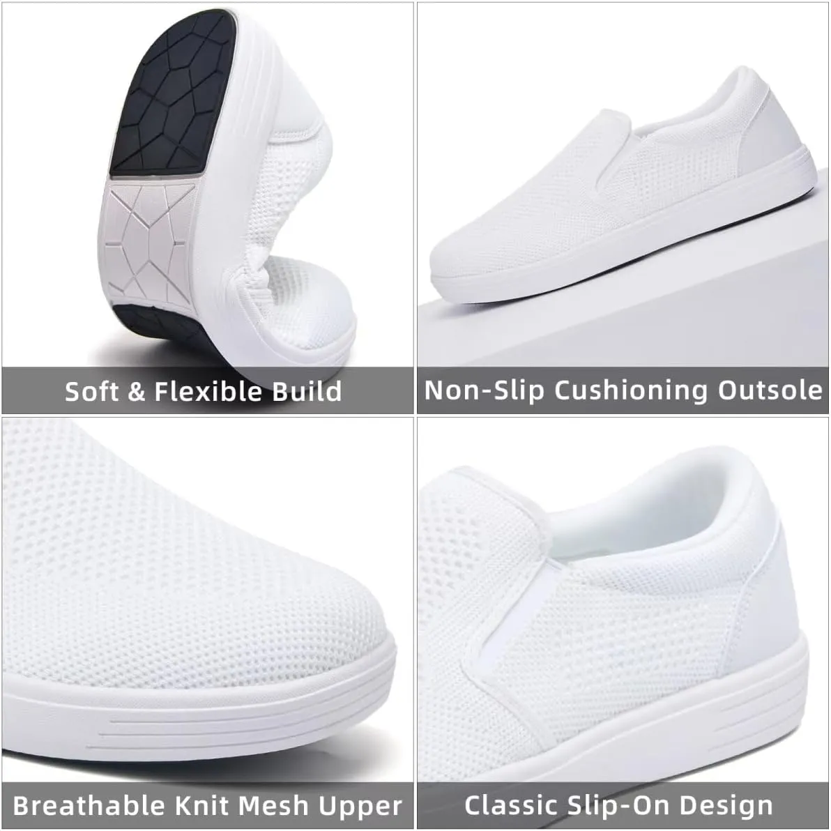 konhill Men's Slip on Shoes, Casual Breathable Boat Sneakers with Arch Support Lightweight Mesh Beach Loafers for Driving Walking Skate