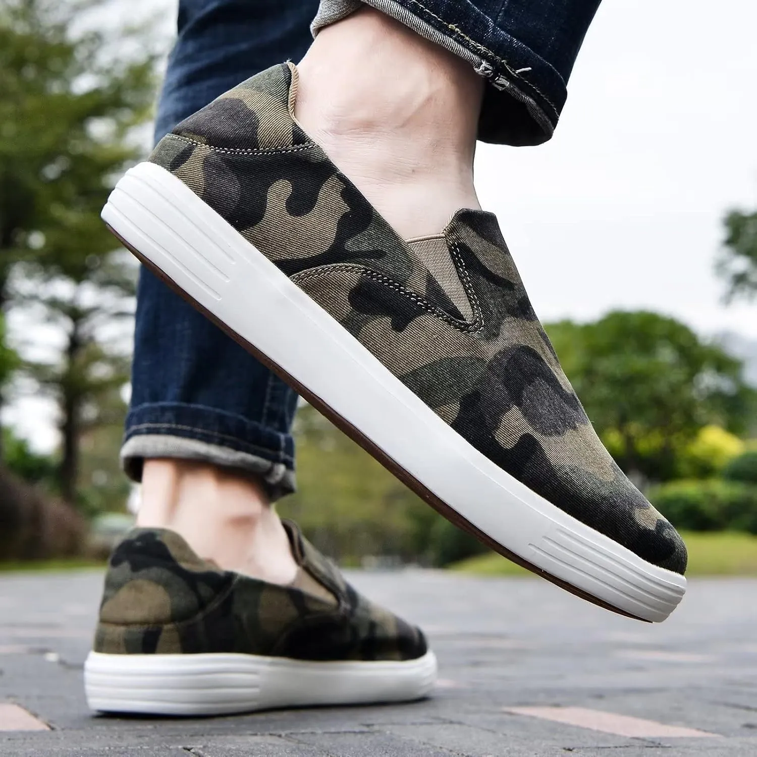 konhill Slip on Sneaker for Men- Casual Knit Boat Loafers Walking Shoes Driving Work Memory Skate Foam Shoes