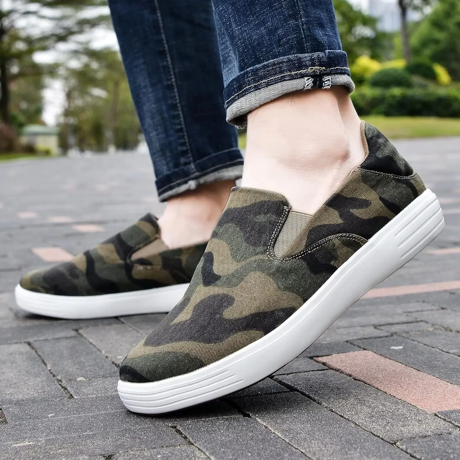 konhill Slip on Sneaker for Men- Casual Knit Boat Loafers Walking Shoes Driving Work Memory Skate Foam Shoes