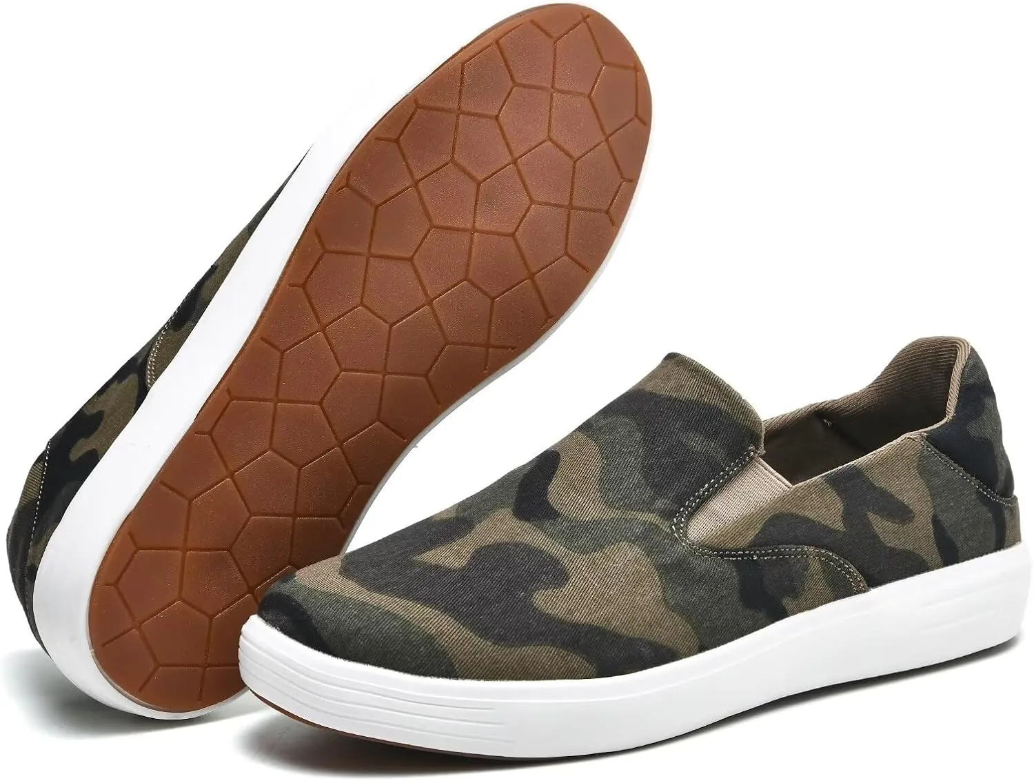 konhill Slip on Sneaker for Men- Casual Knit Boat Loafers Walking Shoes Driving Work Memory Skate Foam Shoes
