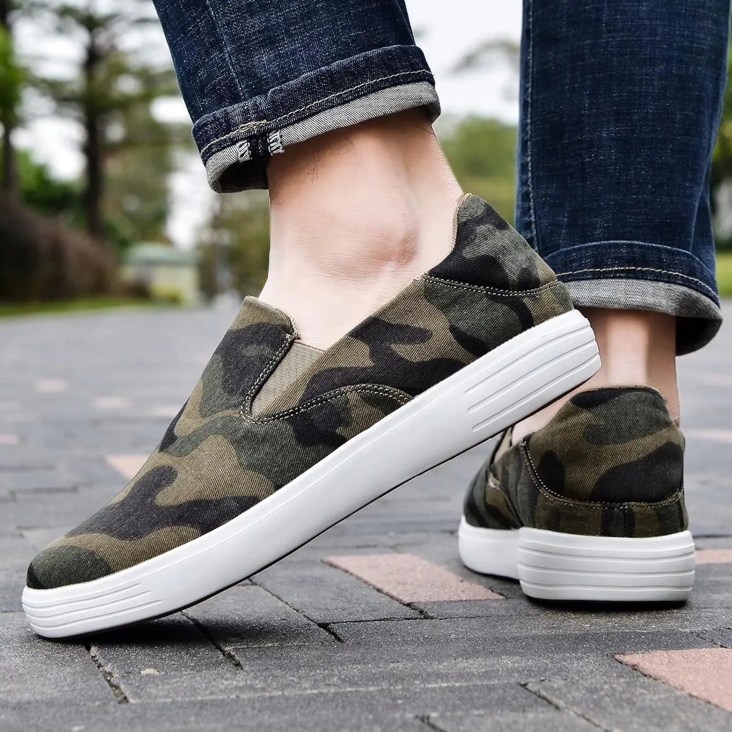 konhill Slip on Sneaker for Men- Casual Knit Boat Loafers Walking Shoes Driving Work Memory Skate Foam Shoes