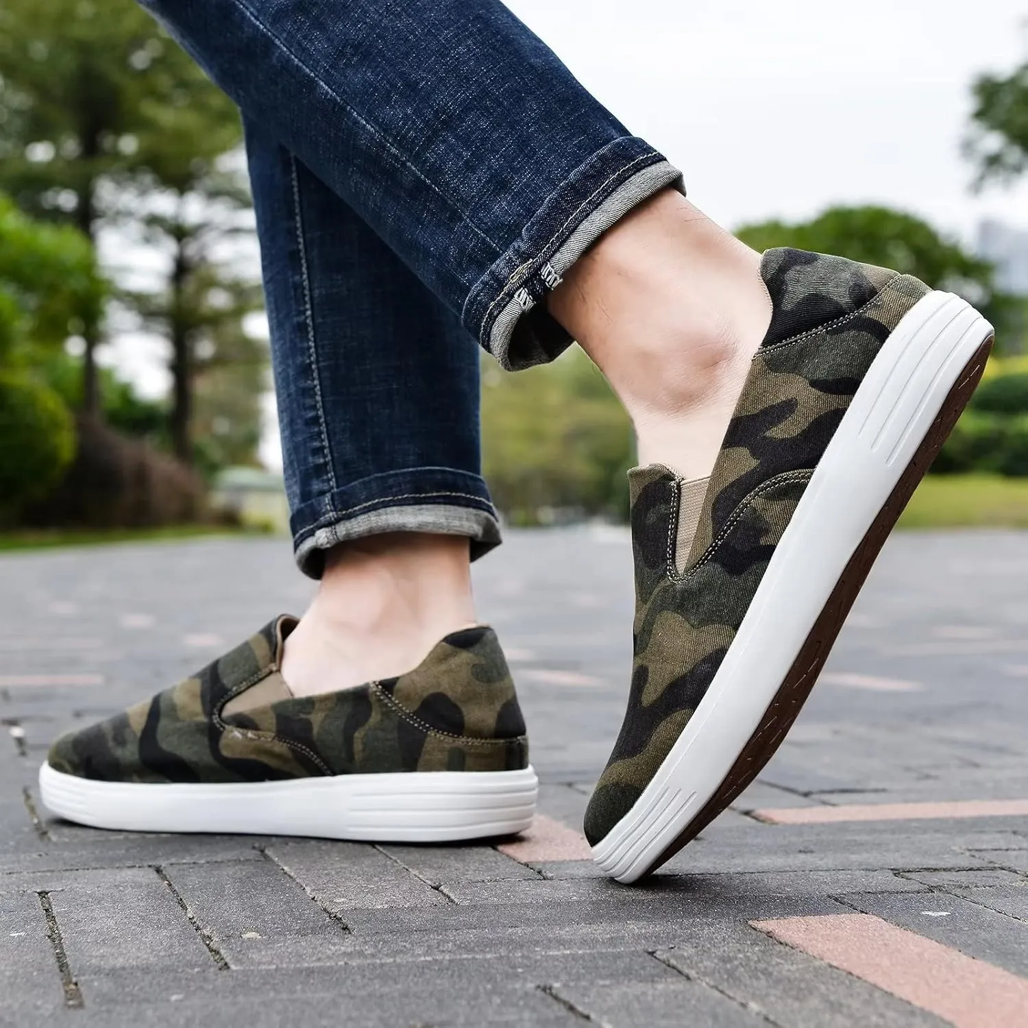 konhill Slip on Sneaker for Men- Casual Knit Boat Loafers Walking Shoes Driving Work Memory Skate Foam Shoes