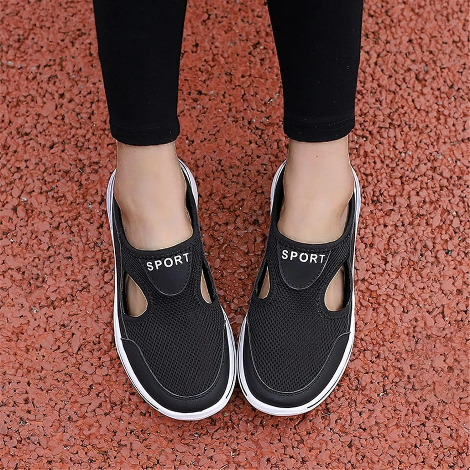 Kubbon Men's Slip On Mules Womens Air Breathable Mesh Sport Sandals Arch Support Wedge Platform Slippers Lightweight Open Back Shoes Closed Toe Sandals