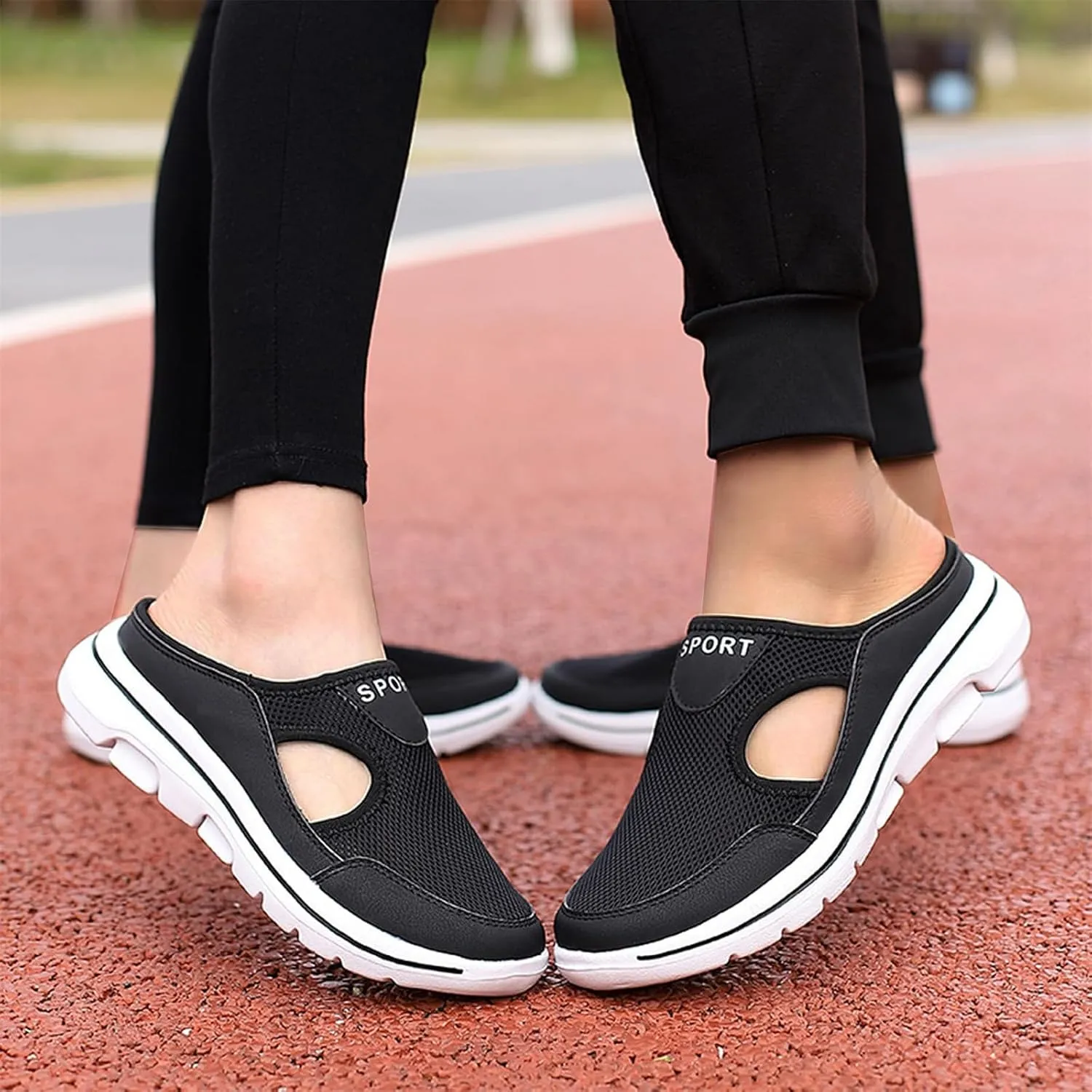 Kubbon Men's Slip On Mules Womens Air Breathable Mesh Sport Sandals Arch Support Wedge Platform Slippers Lightweight Open Back Shoes Closed Toe Sandals