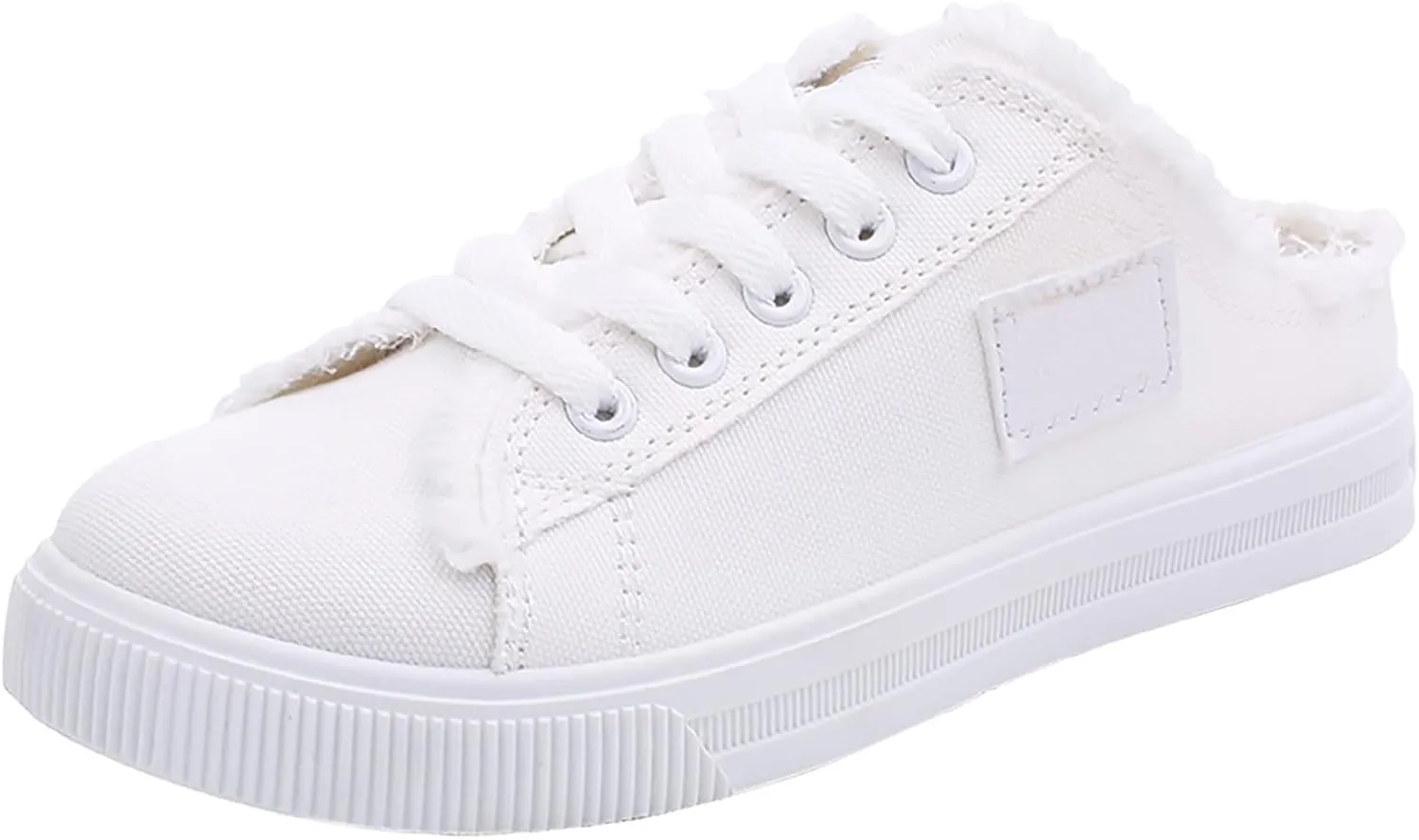 Kubbon Women's Canvas Shoes Slip-On Mule Backless Low Top Fashion Walking Shoes Comfortable Casual Tennis Shoe Casual Mules Non Slip Loafers