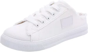Kubbon Women's Canvas Shoes Slip-On Mule Backless Low Top Fashion Walking Shoes Comfortable Casual Tennis Shoe Casual Mules Non Slip Loafers