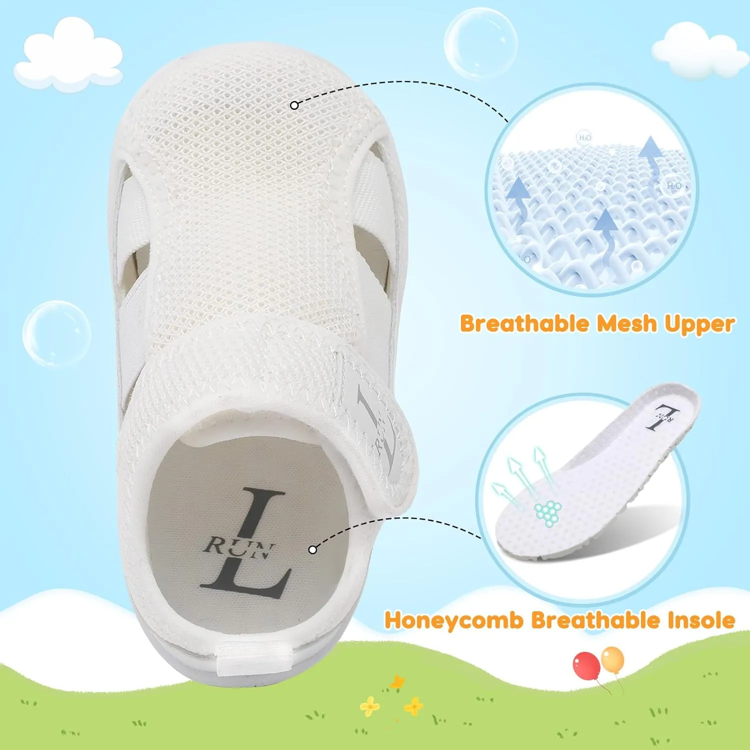 L-RUN Toddler Shoes Barefoot Kids Sneakers Wide Minimalist Boys Girls Summer Footwear for Indoor Outdoor Walking Running