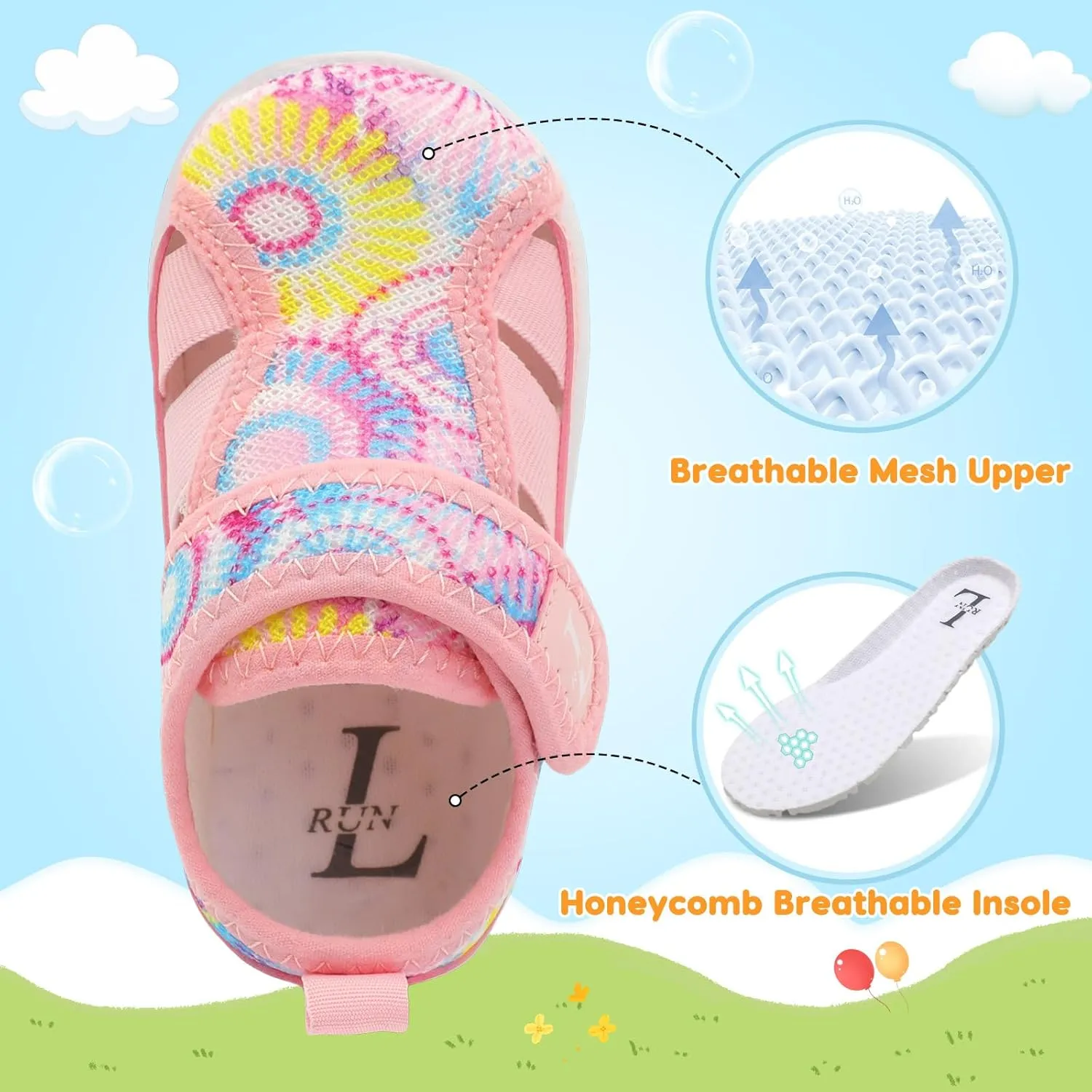 L-RUN Toddler Shoes Barefoot Kids Sneakers Wide Minimalist Boys Girls Summer Footwear for Indoor Outdoor Walking Running