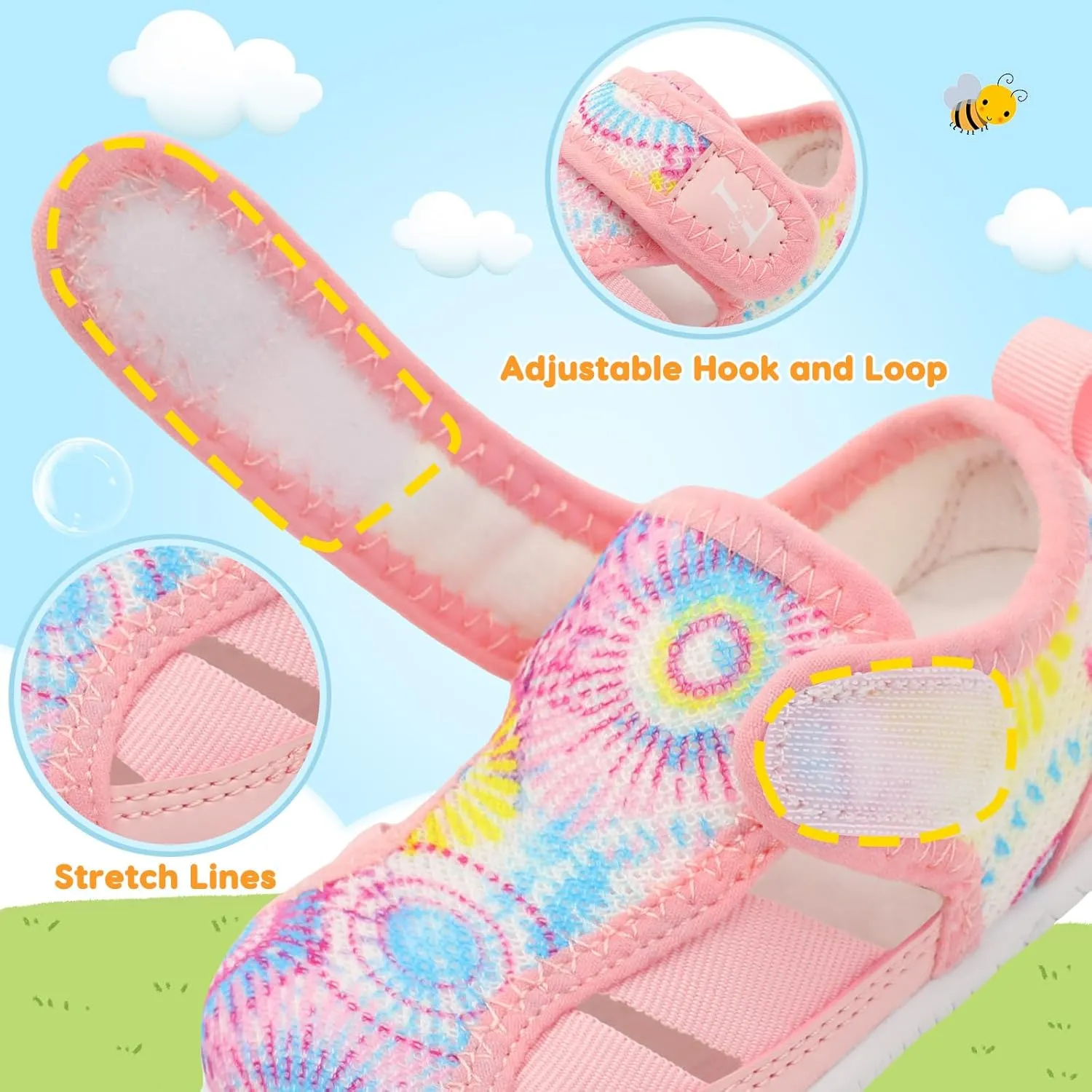 L-RUN Toddler Shoes Barefoot Kids Sneakers Wide Minimalist Boys Girls Summer Footwear for Indoor Outdoor Walking Running