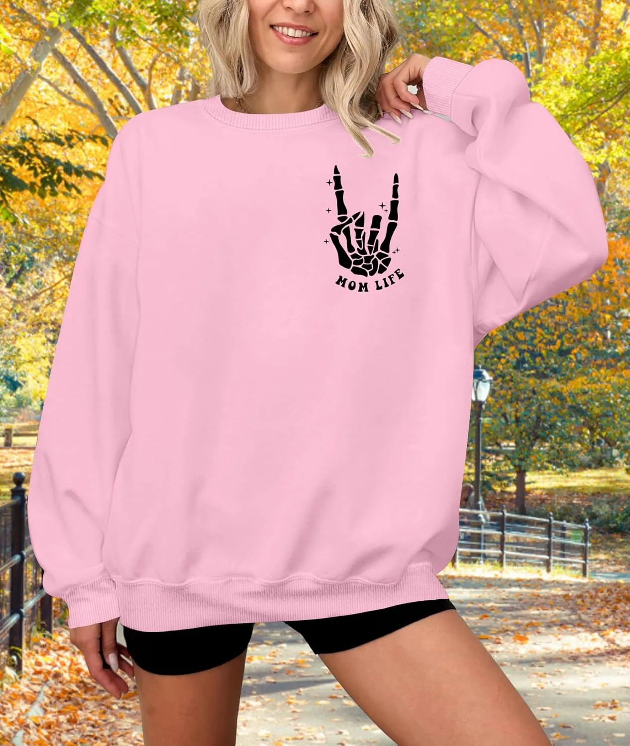 LAZYCHILD Mama Sweatshirt Women: Mom Life Shirts Rock Mama Long Sleeve Shirt Oversized Mom Gifts Pullover Tops