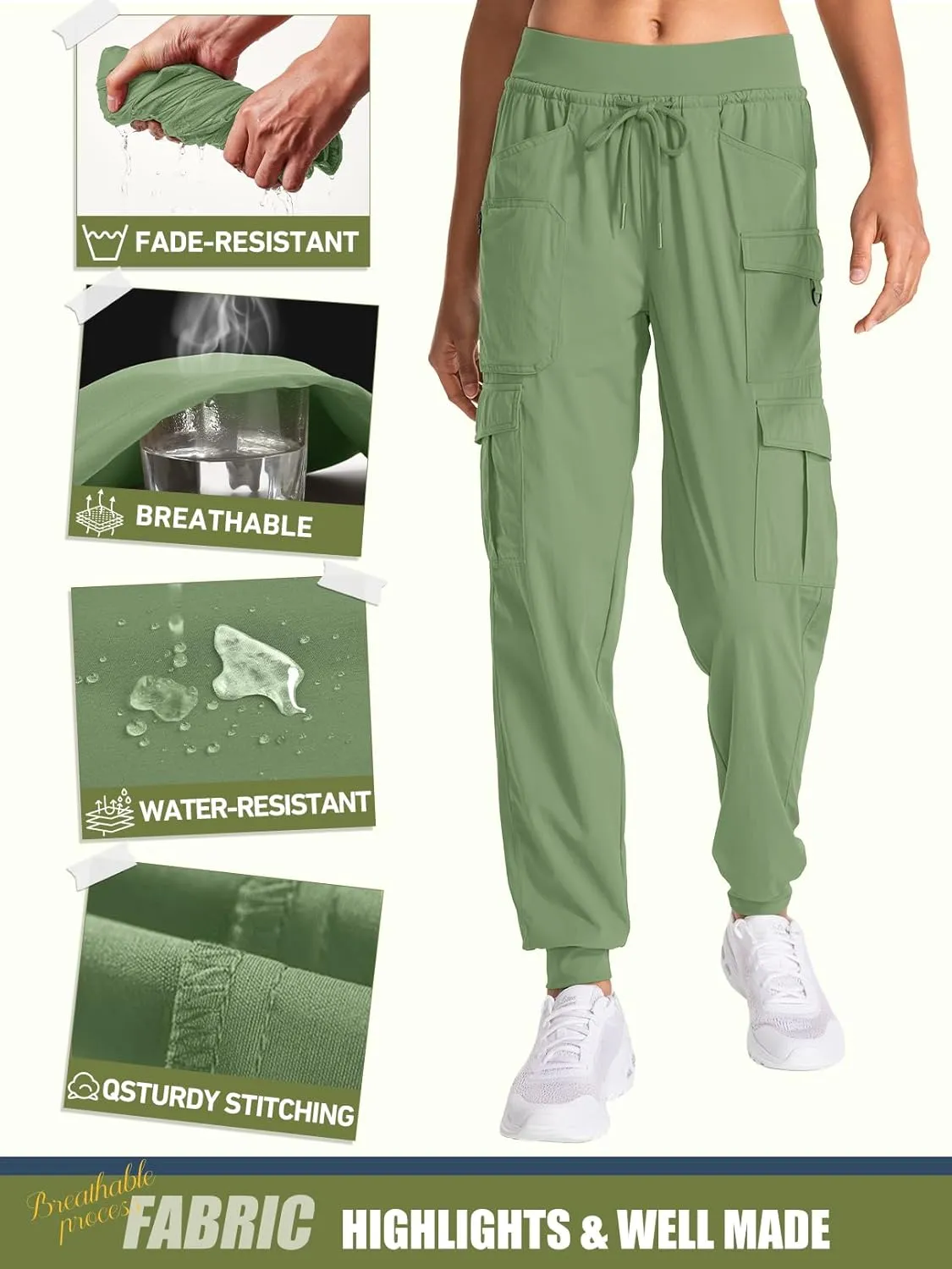 linlon Womens Hiking Pants Quick Dry UPF 50 Casual Pants Lightweight Travel Safari Work Cargo Joggers Pants