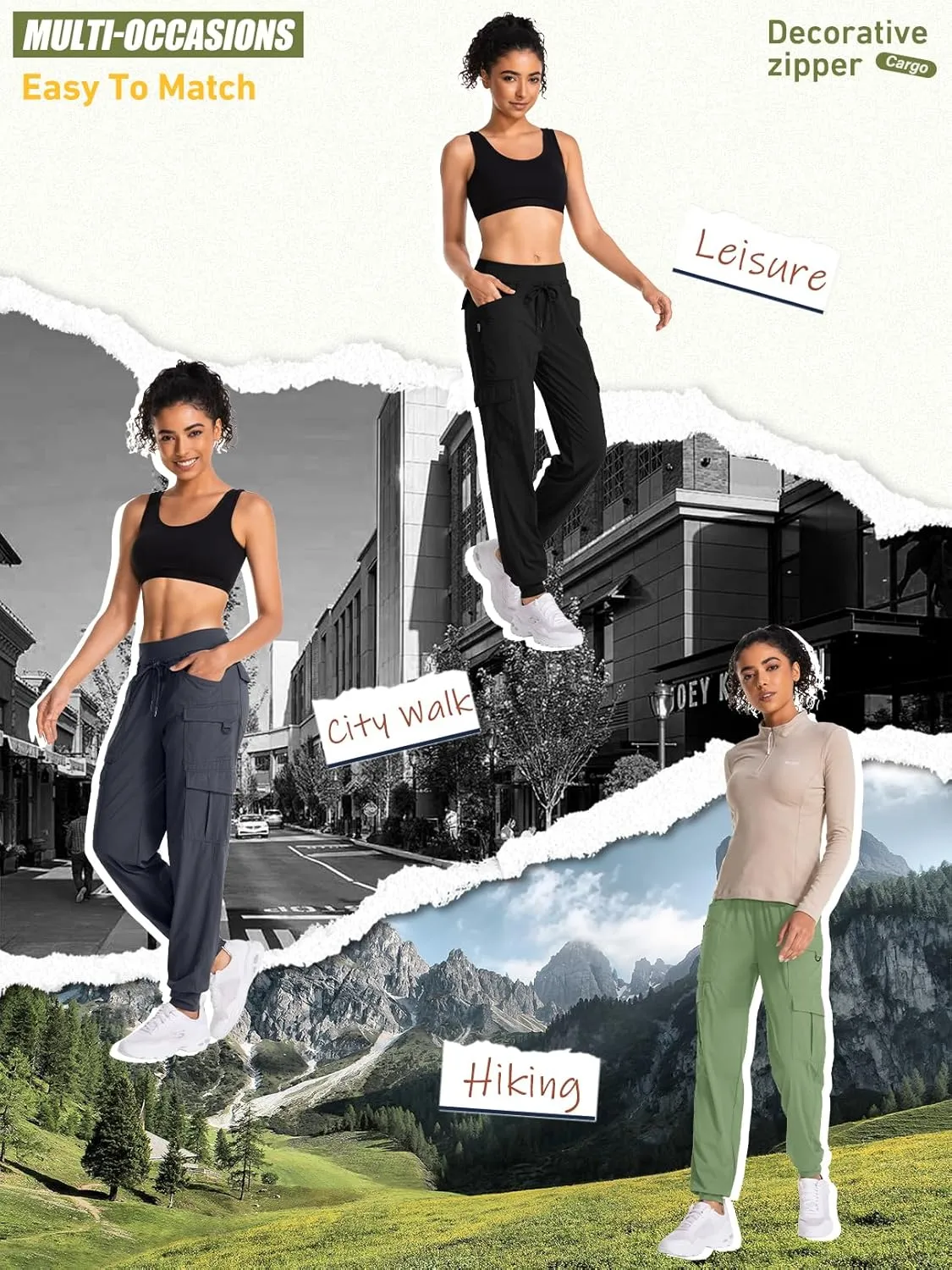 linlon Womens Hiking Pants Quick Dry UPF 50 Casual Pants Lightweight Travel Safari Work Cargo Joggers Pants