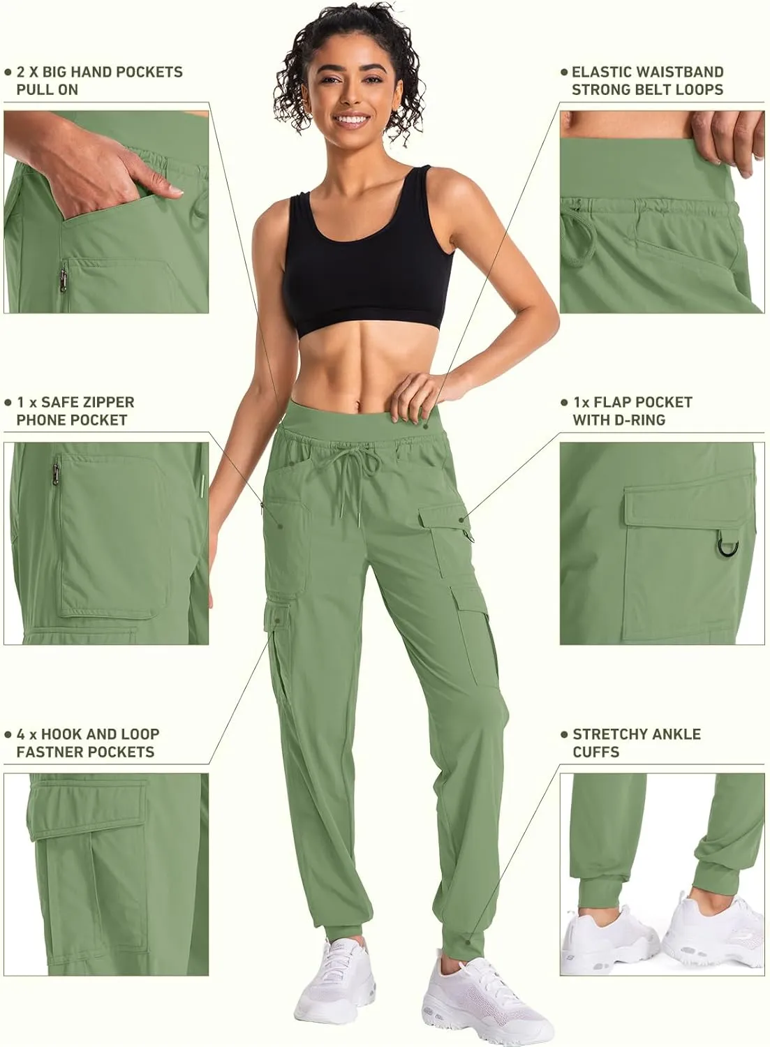 linlon Womens Hiking Pants Quick Dry UPF 50 Casual Pants Lightweight Travel Safari Work Cargo Joggers Pants
