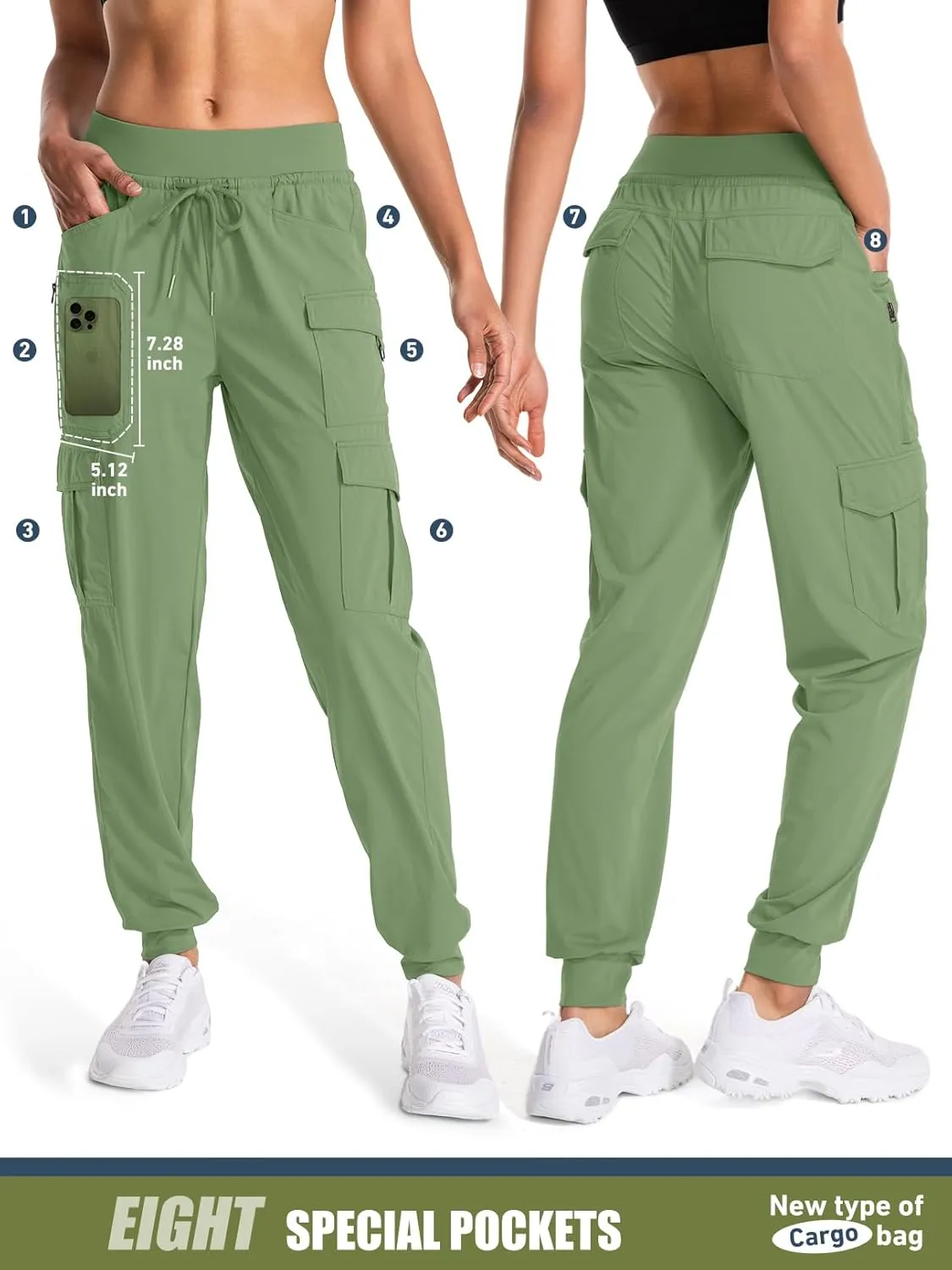 linlon Womens Hiking Pants Quick Dry UPF 50 Casual Pants Lightweight Travel Safari Work Cargo Joggers Pants