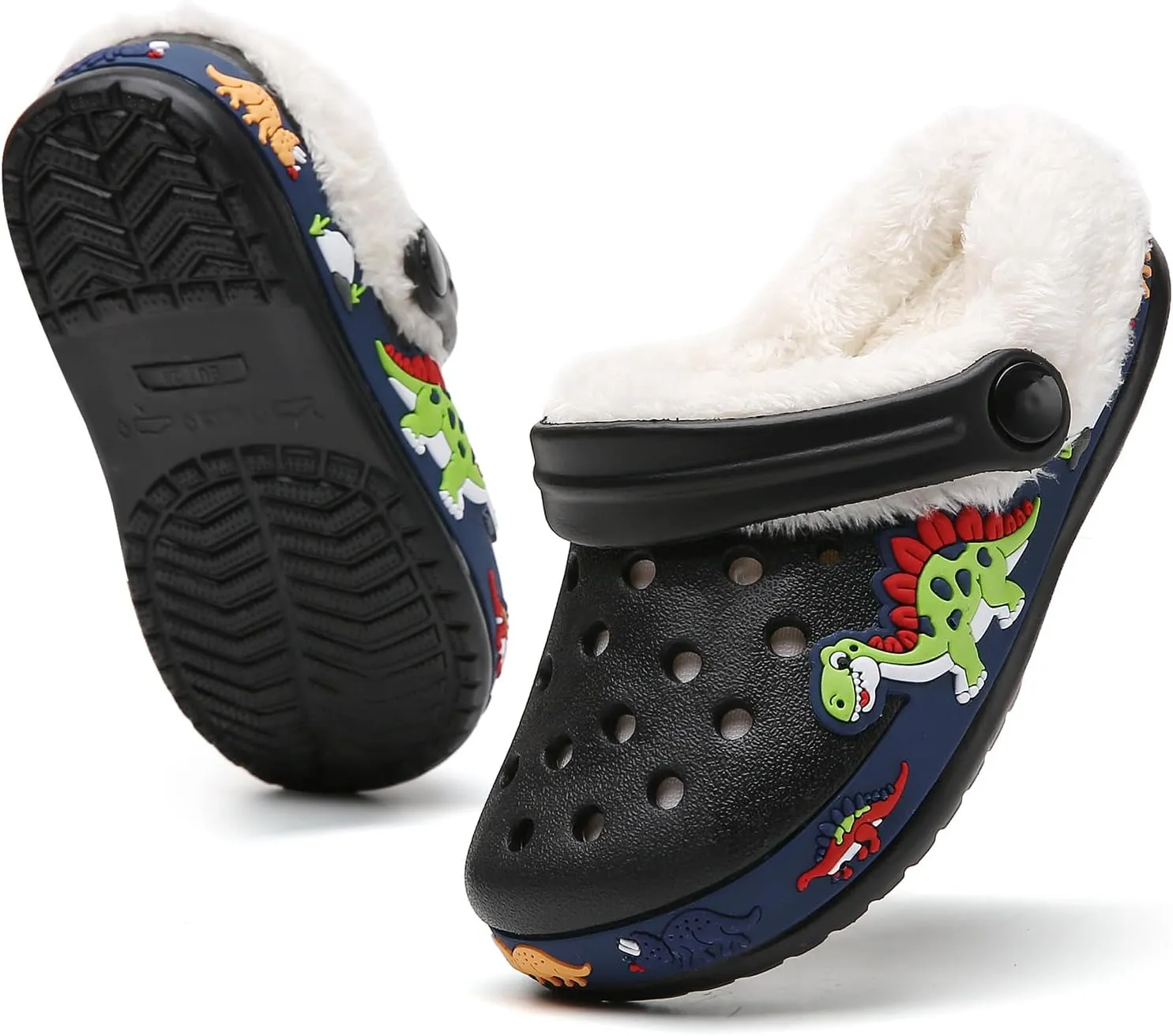 Little Kids Lined Clogs Boys Garden Slippers Kids Plush Warm Slippers Girls Fuzzy Plush Lined Home Bedroom Slippers